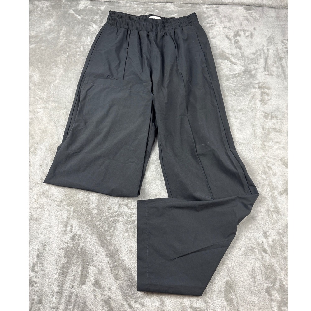 Abercrombie &โ Fitch Black Wide Leg Elastic Waist Side Slit Pants Small